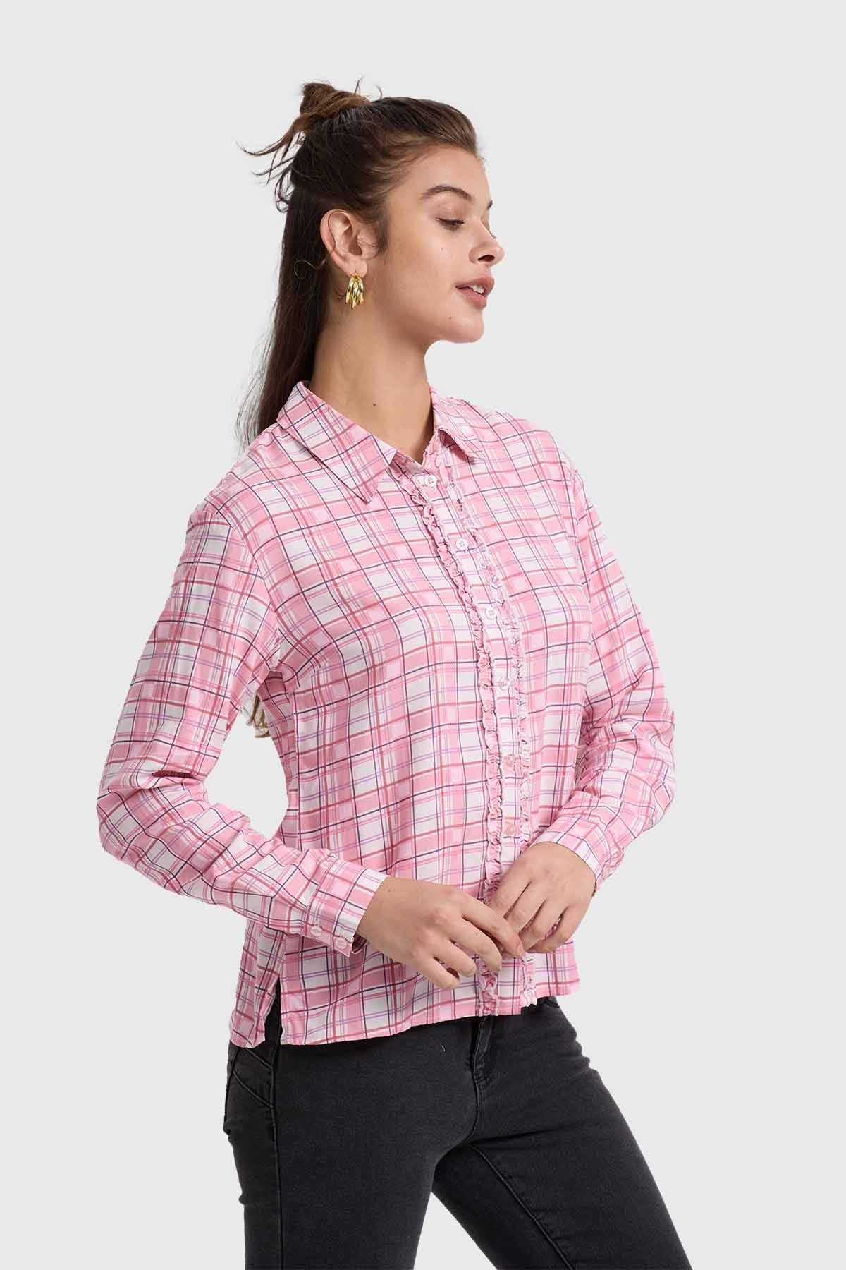 Blusa Mujer Abotonada Rosado