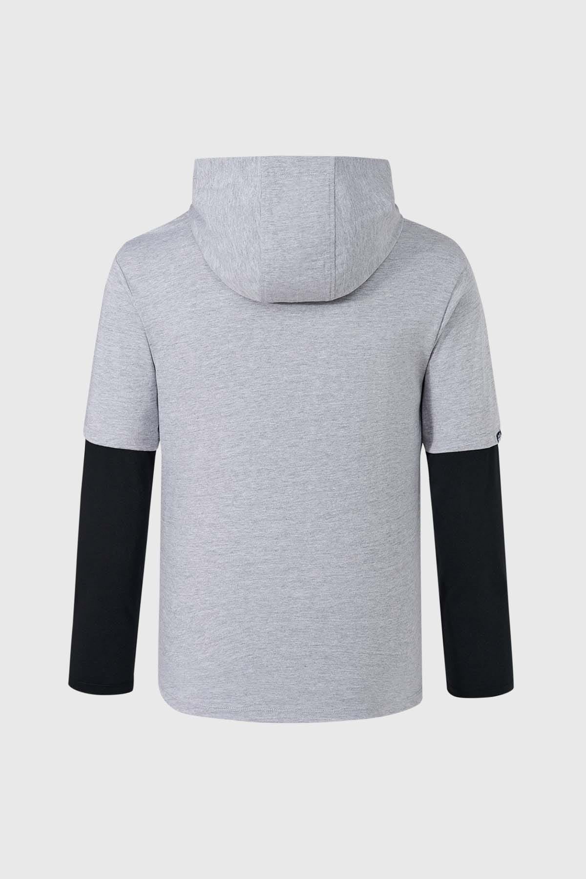 Polera Niño Doble Manga Gris