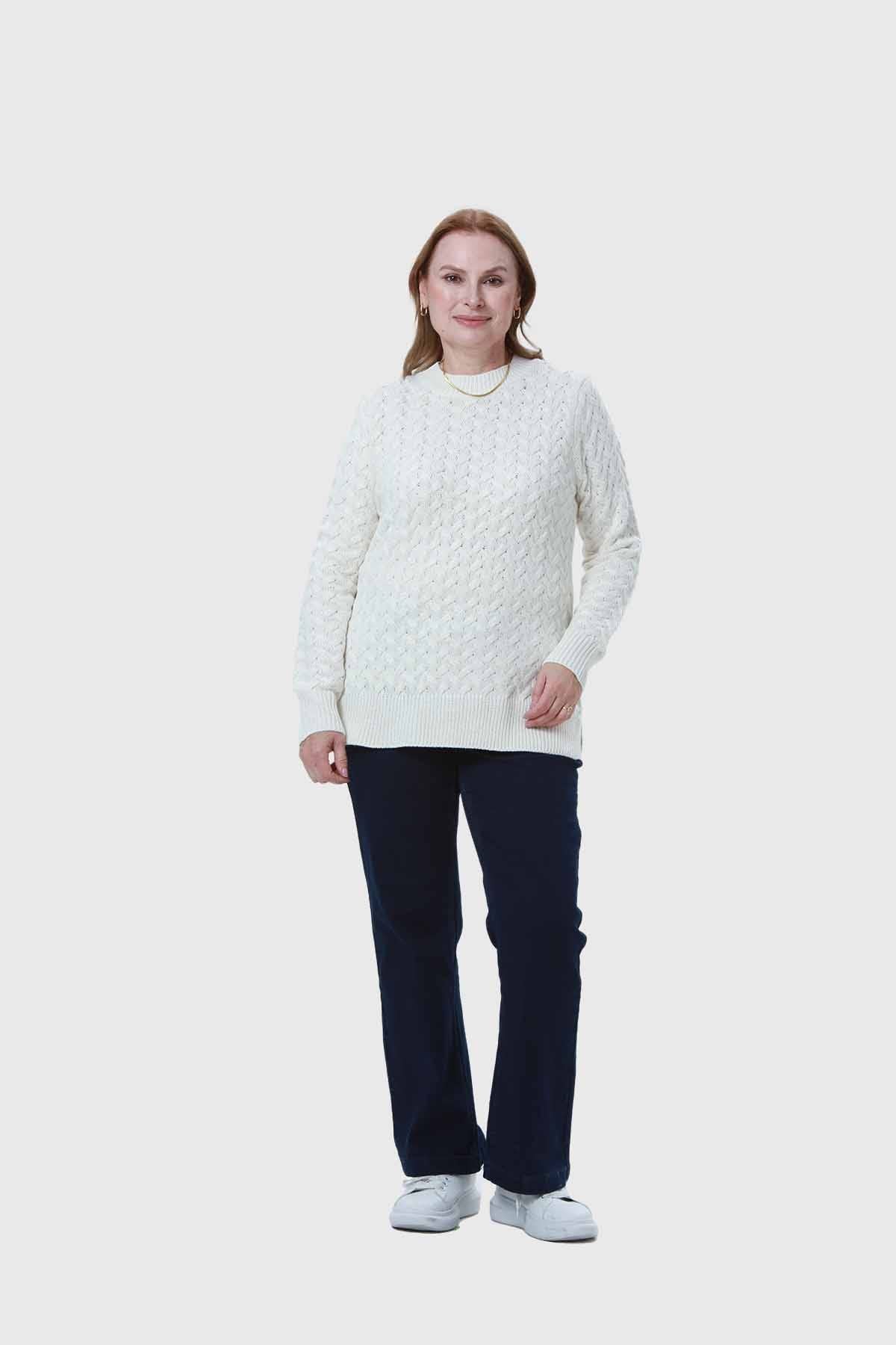 Sweater Mujer Calado Crudo