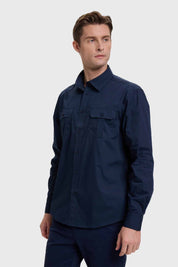 Camisa Hombre Doble Bolsillo Azul