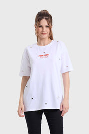 Polera Mujer Ojetillos Blanco