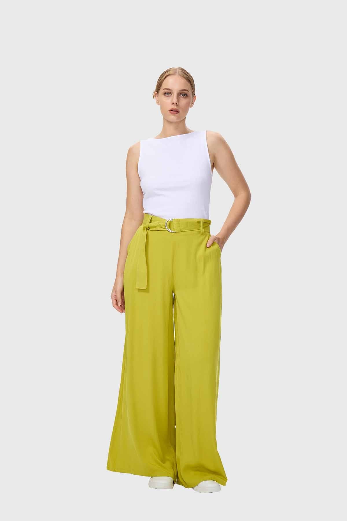 Pantalón Mujer Palazzo Verde
