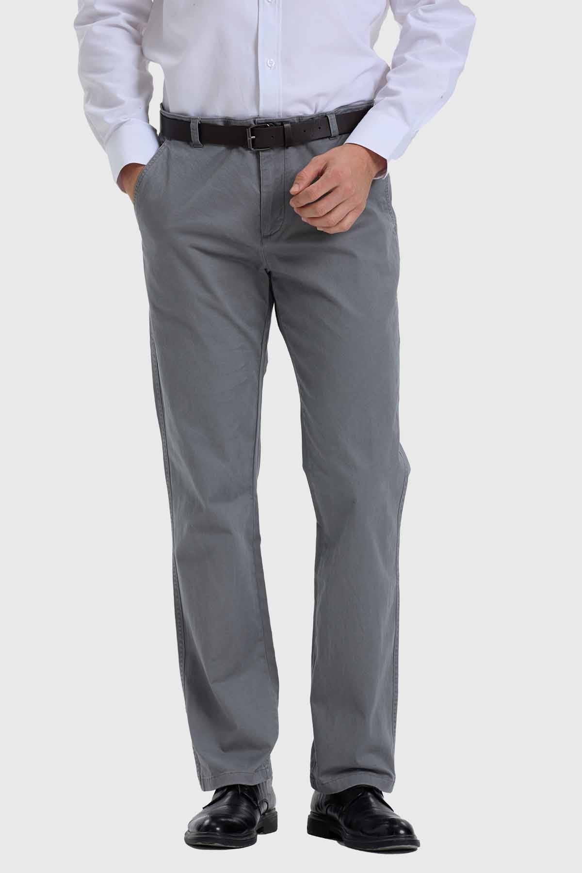 PANTALÓN HOMBRE MODELO CHINO CINTURÓN GRIS CLARO