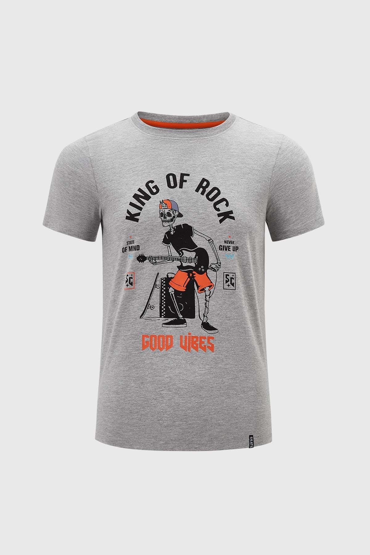 POLERA NIÑO PRINT GRIS MELANGE