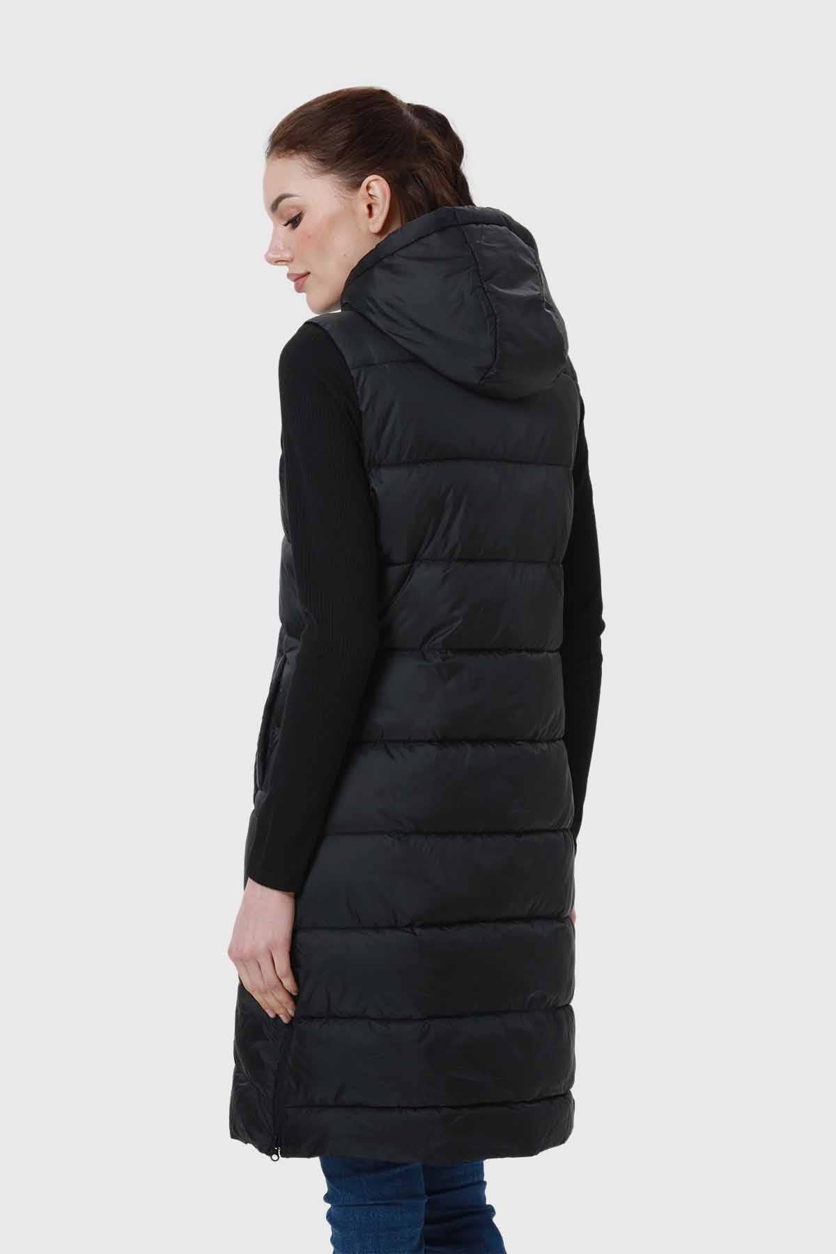 Parka Mujer Con Corte Horizontal Negro