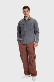 Camisa Hombre Doble Bolsillo Gris