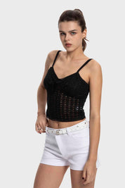 Polera Mujer Con Lazo Negro