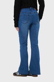 Jeans Mujer Flare Linea Lavada Azul