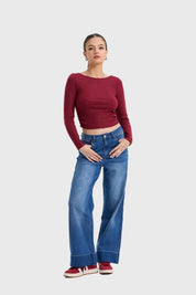 Polera Mujer Recogido Lateral Burdeo