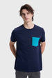 Polera Hombre Con Bolsillo Azul
