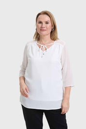 Blusa Mujer Cuello V Crudo