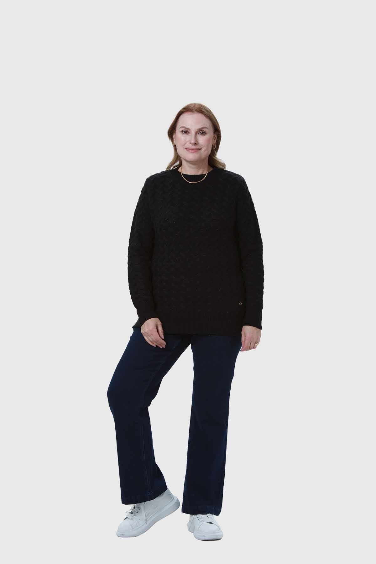 Sweater Mujer Calado Negro