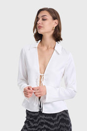 Blusa Mujer Con Amarras Crudo