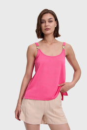 Polera Mujer Pabilo Con Aplicación Rosado
