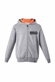 Poleron gris melange con capucha y diseño de Naruto para niño.