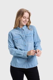 BLUSA MUJER CLÁSICA AZUL CLARO FSP