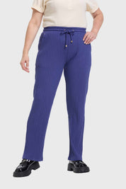 Pantalón Buzo Mujer Con Cordones Azul