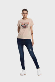 Polera Mujer Básica Print Beige