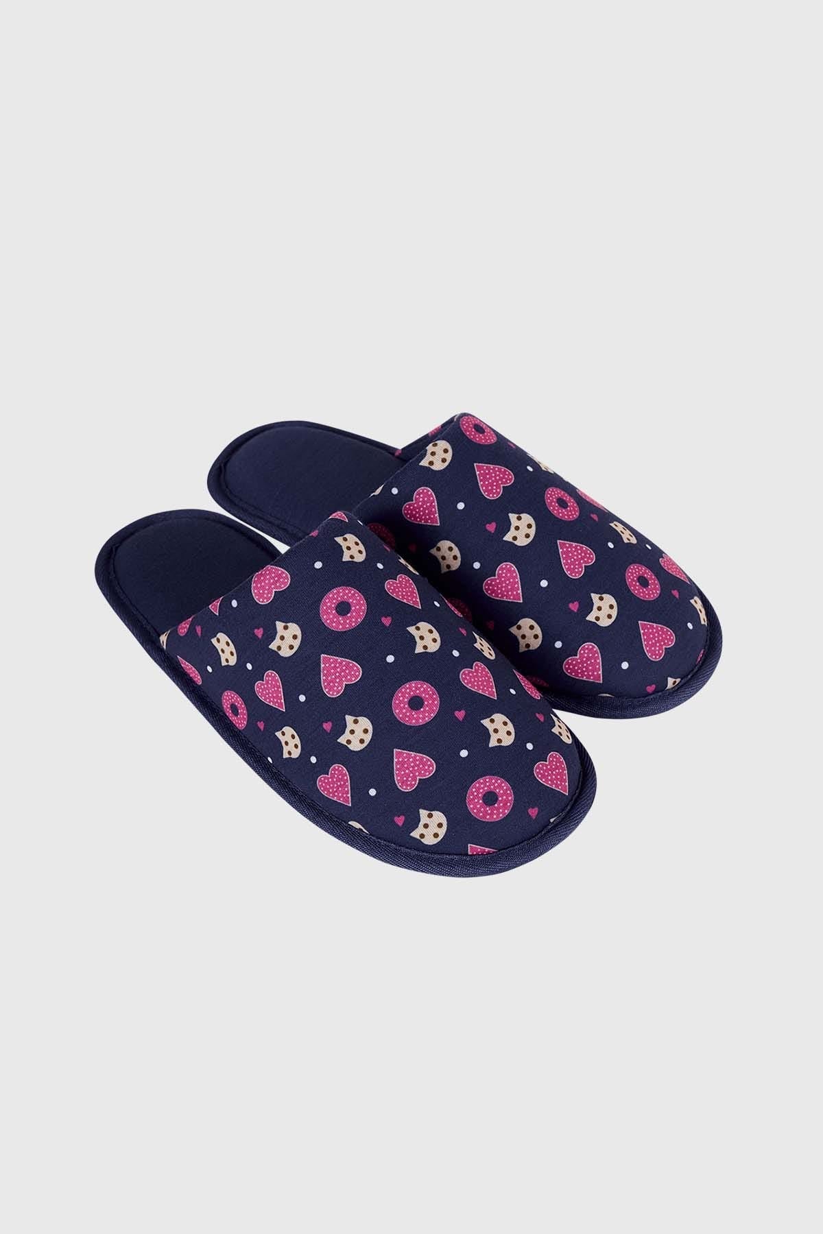 Pantufla Mujer Estampada Azul