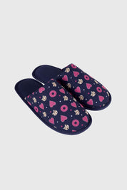 Pantufla Mujer Estampada Azul