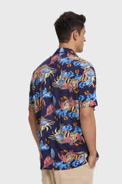 Camisa Hombre Print Tropical Azul