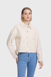 Chaqueta Mujer Abotonada Arena