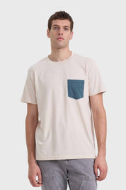 Polera Hombre Con Bolsillo Beige / Verde