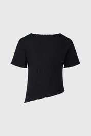 Polera Niña Rib Print Negro