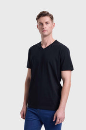 Polera Hombre Cuello V Básica Negro