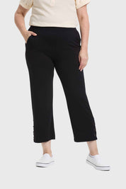Pantalón Buzo Mujer Detalle Ojetillo Negro