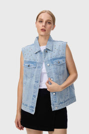Chaqueta Mujer Denim Con Bolsillo Azul