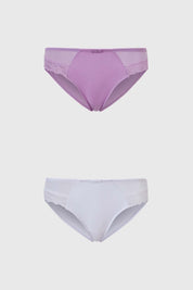 Calzón Mujer Bikini Bipack Detalle Mesh Lila
