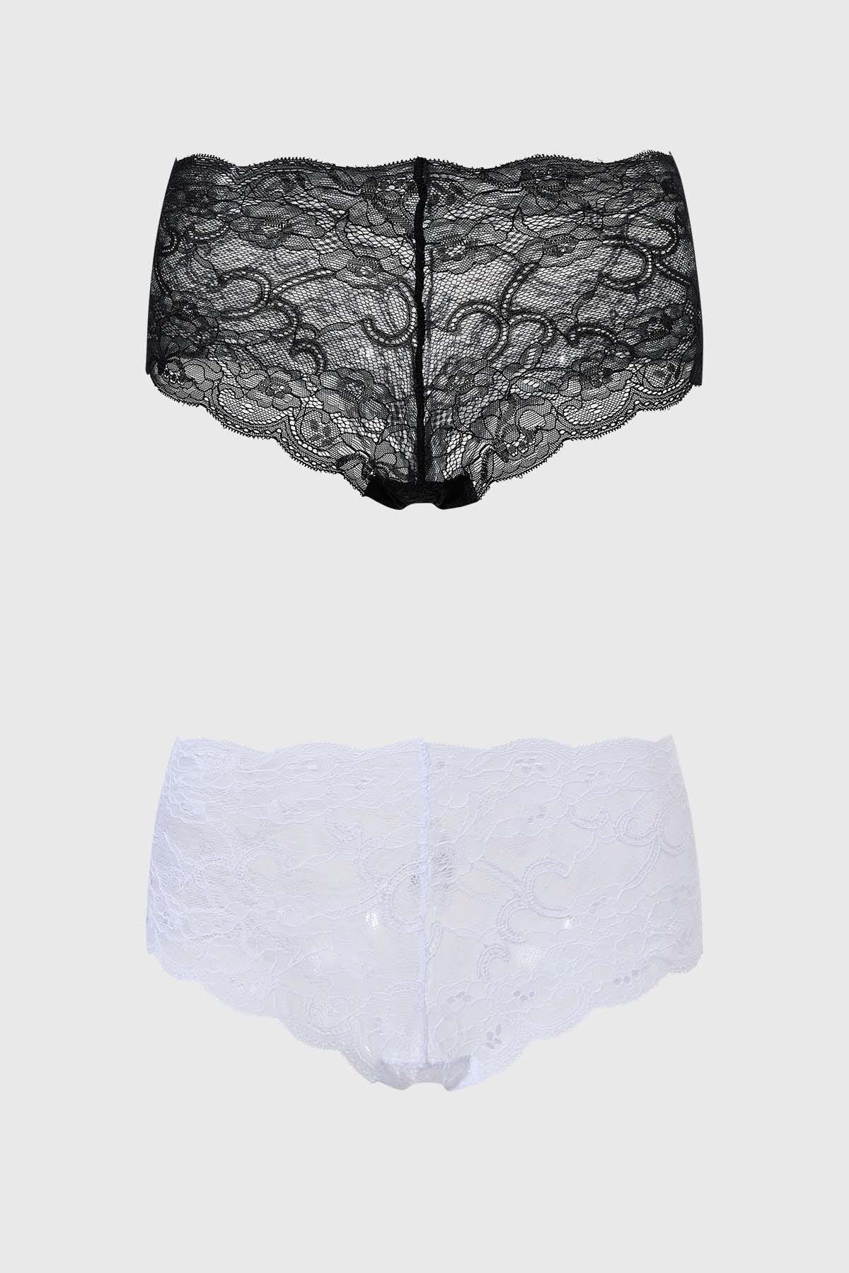 Calzón Mujer Pantaleta Bipack Encaje Blanco