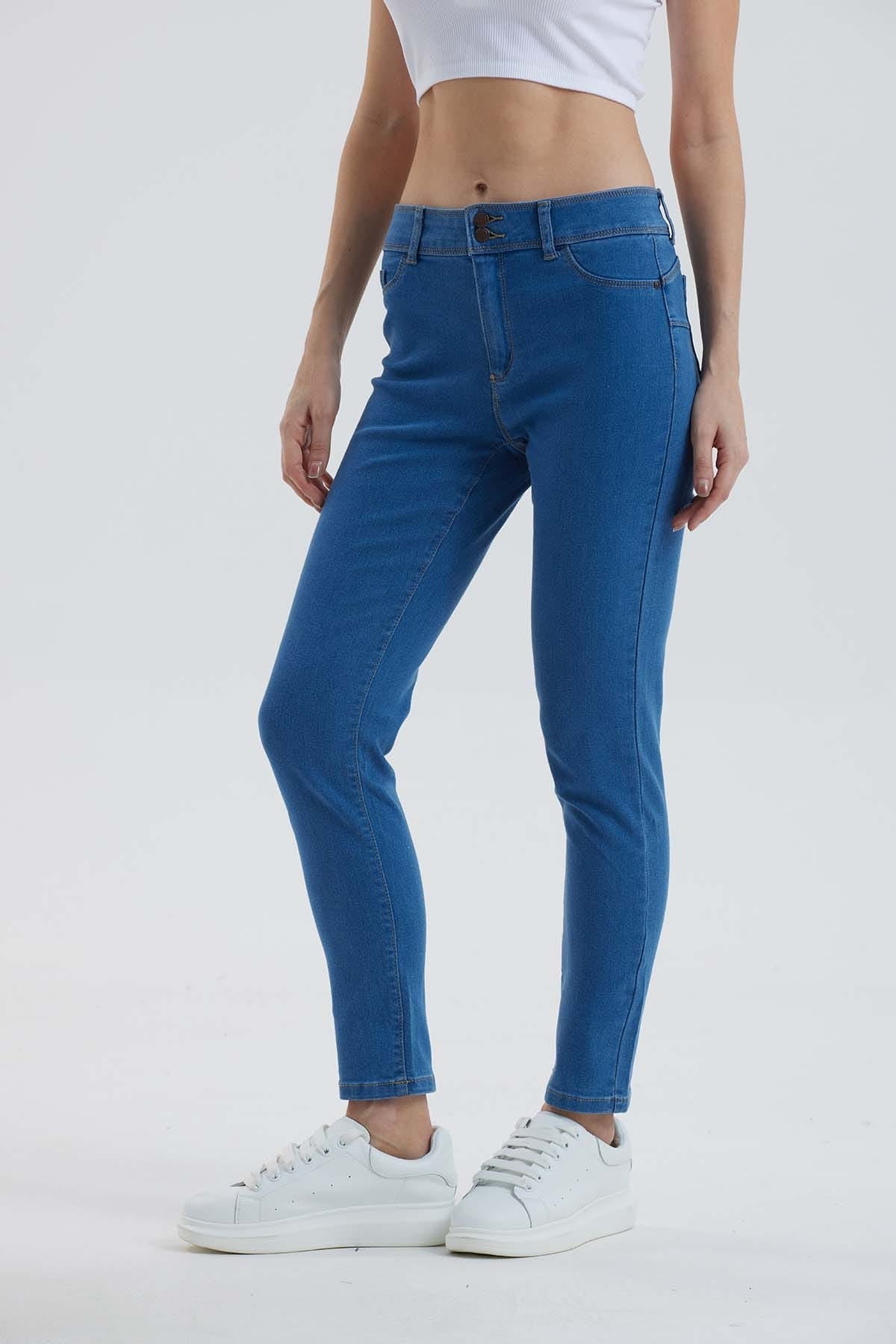 JEANS MUJER SKINNY PUSH UP AZUL