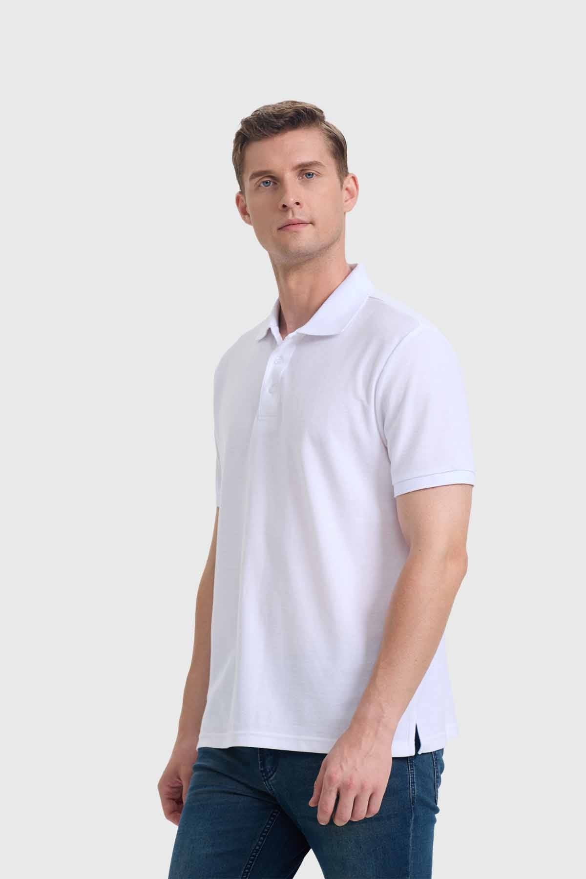 POLERA HOMBRE PIQUE LISA BÁSICA BLANCO
