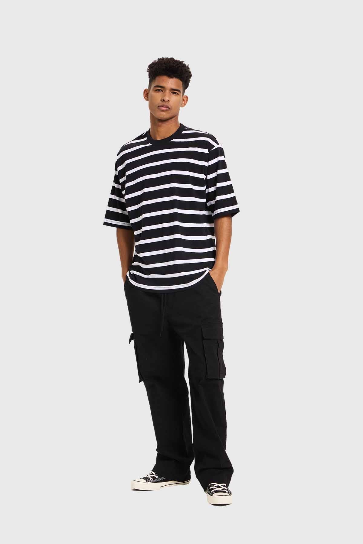 Polera Hombre Rayas Negro