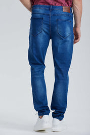 JEANS HOMBRE SKINNY ROTURA AZUL OSCURO