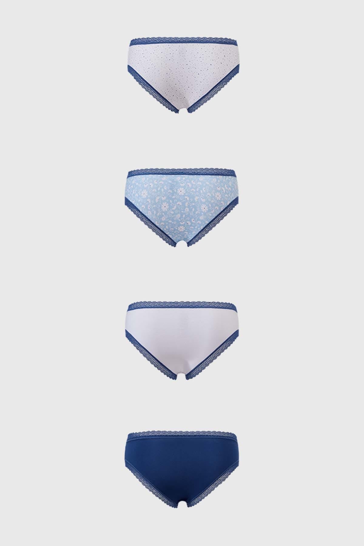 Calzón Mujer 4 Pack Bikini Print Celeste