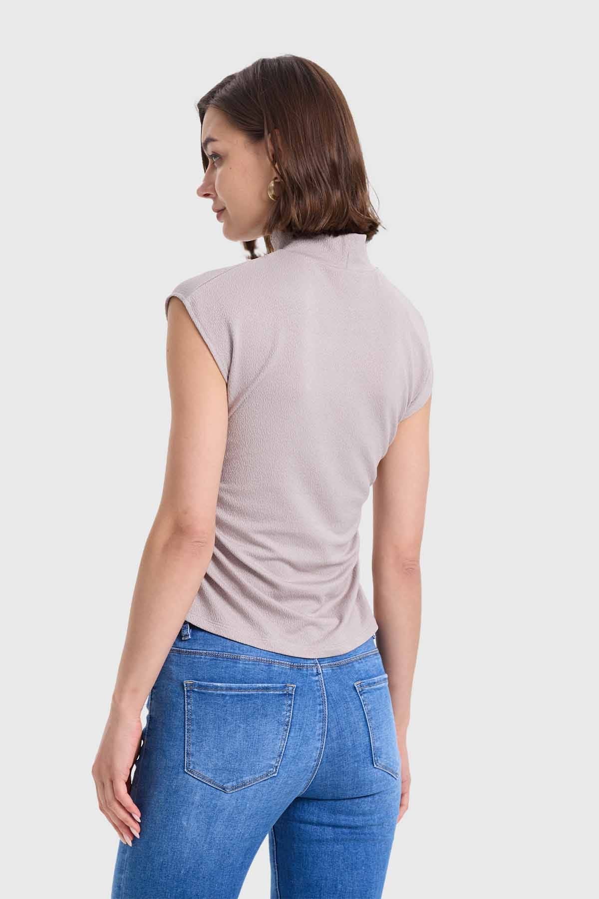 Polera Mujer Con Textura Gris