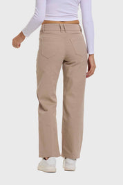 Jeans Mujer Linea Bolsillo Calce Recto Café
