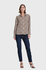 Blusa Mujer Animal Print Beige