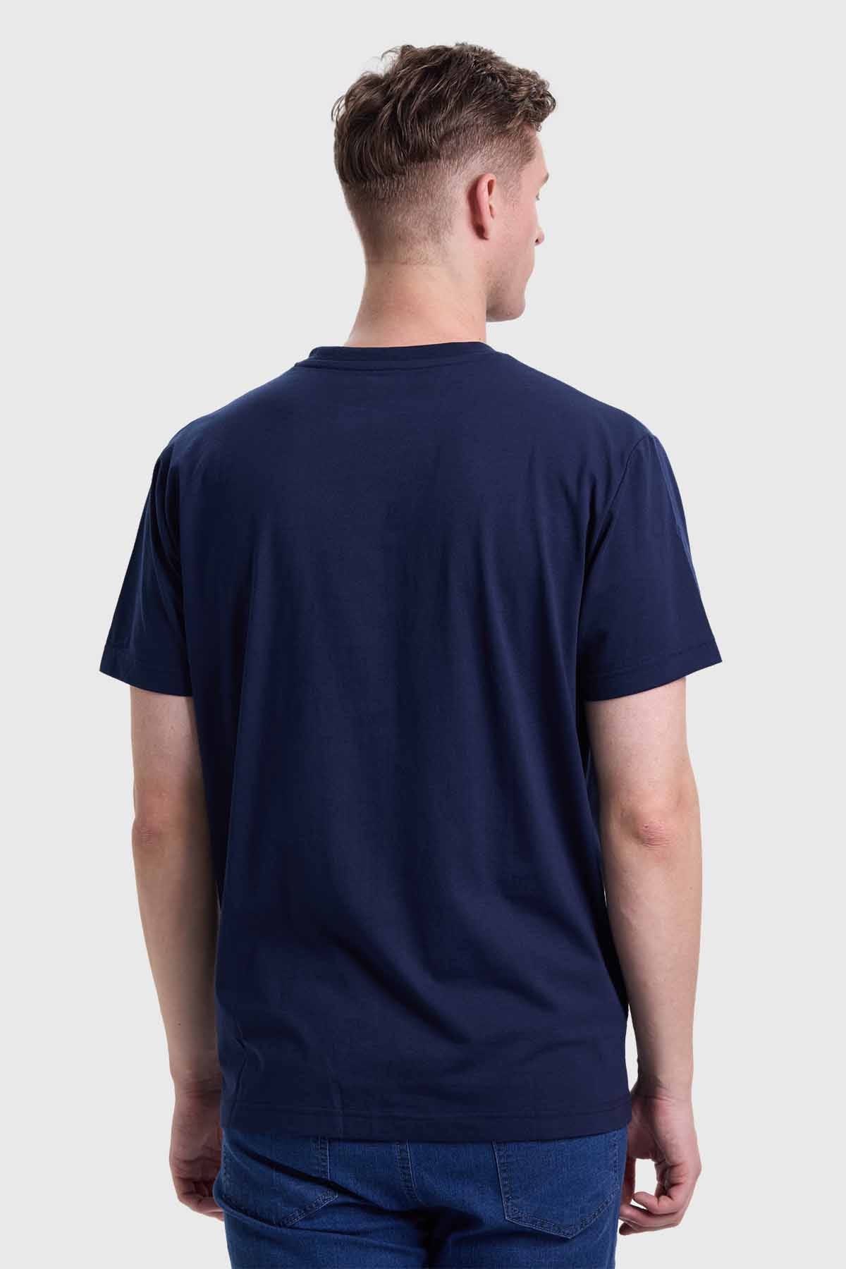 Polera Hombre Cuello V Básica Azul