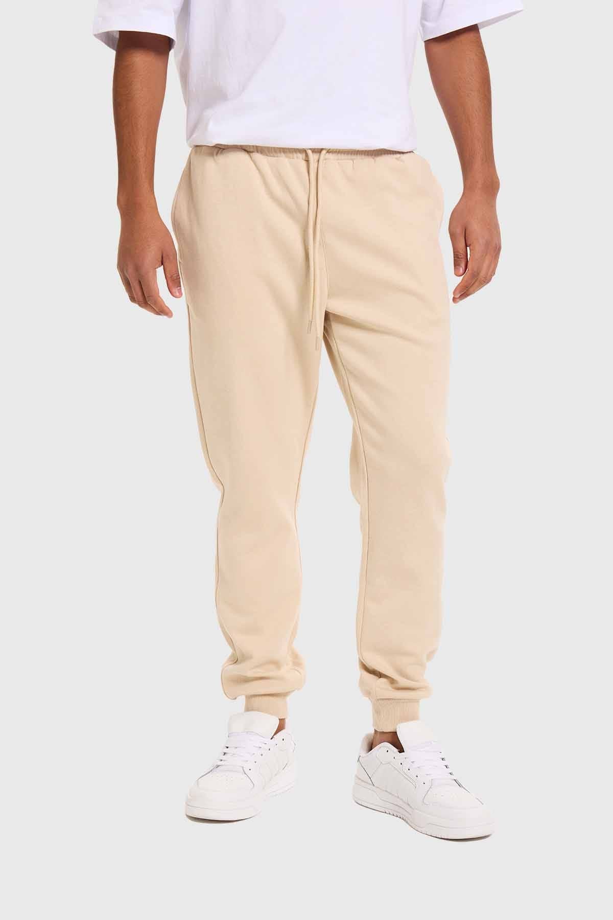 Pantalón Buzo Hombre Jogger Básico Beige