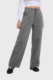 Pantalón Buzo Mujer Costura Frontal Gris