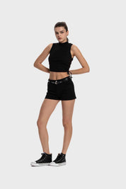 Polera Mujer Amarras Costados Negro