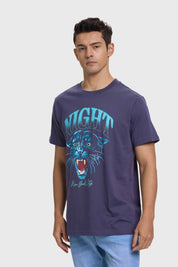 Polera Hombre Print Acid Wash Morado