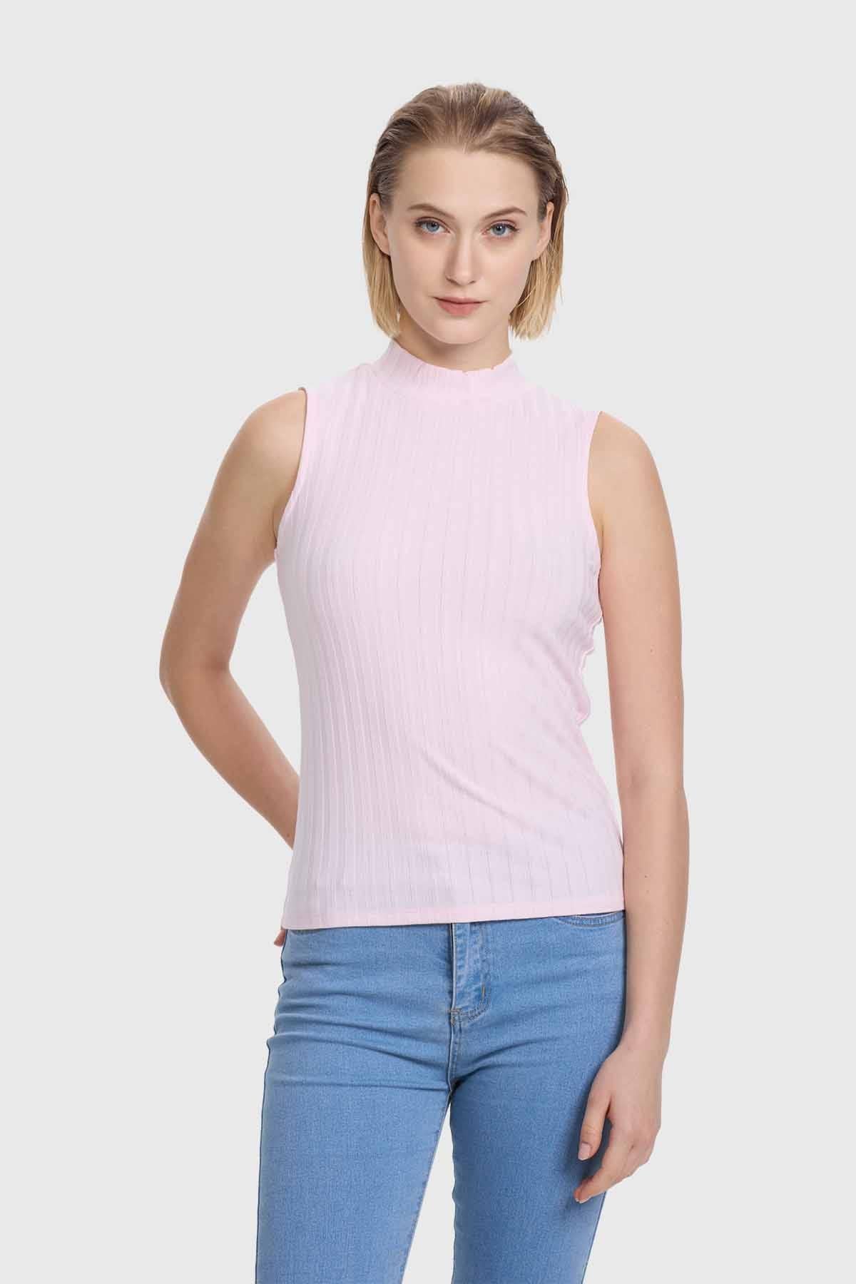 Polera Mujer Rib Rosado
