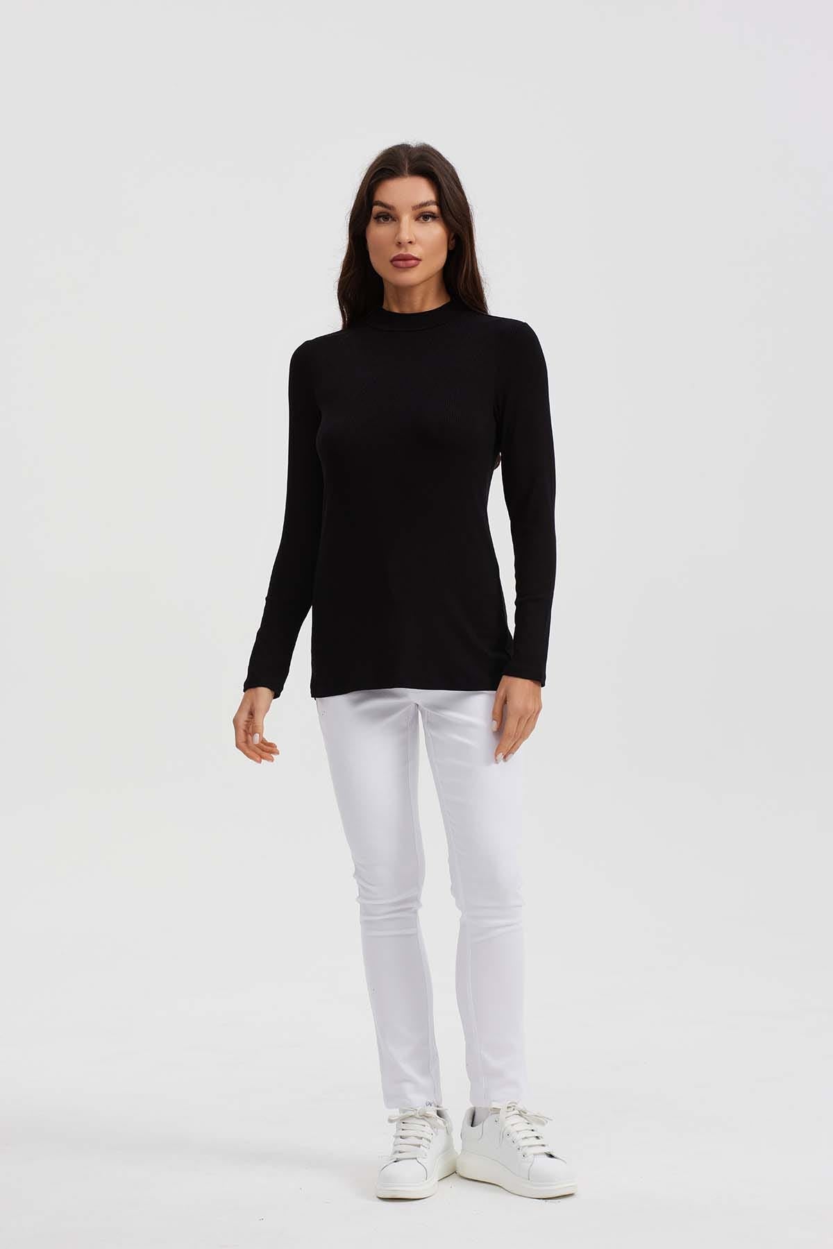 Polera Mujer Manga Larga Negro