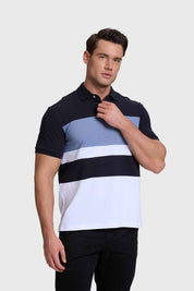Polera Hombre Franjas Tropical Celeste