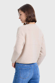 Sweater Mujer Abotonado Crema